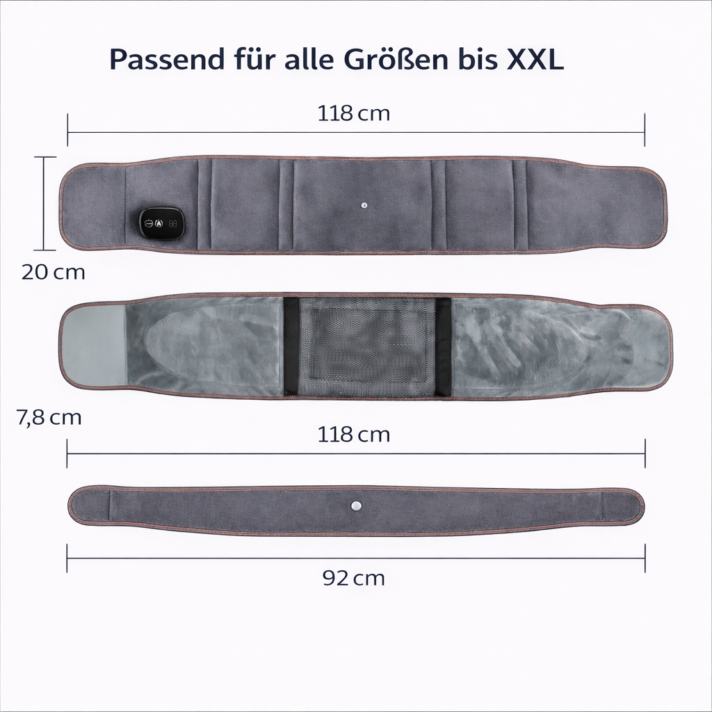 Grafik zeigt die genauen Abmessungen und Groessen des Produkts mit Breite Hoehe Laenge und weiteren Massangaben zur Orientierung beim Kauf